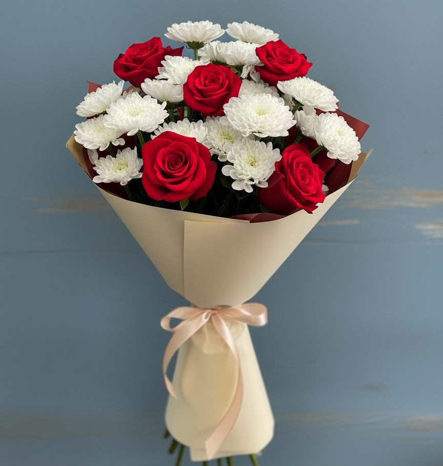 Букет цветов из: Розы и Хризантемы в Ростове