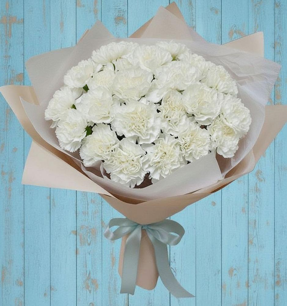 Букет Хрустальное утро в Ростове Букет цветов из: Гвоздики в Ростове