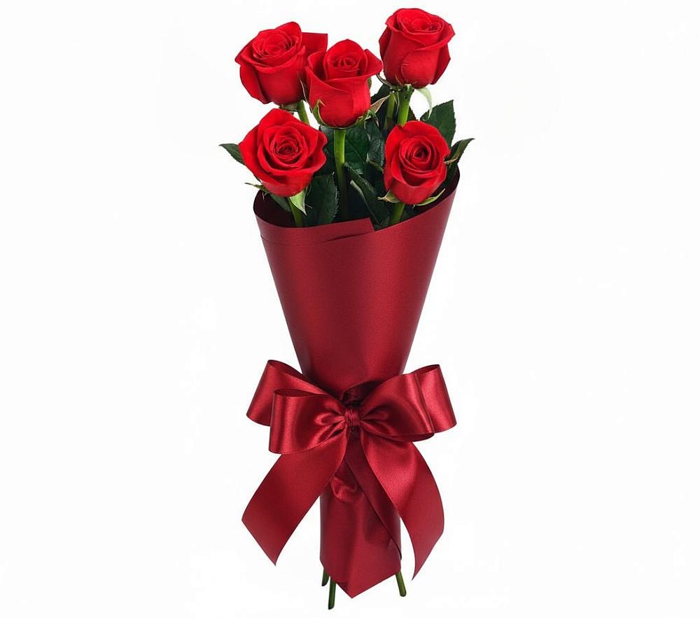 5 Красных роз Эдлесс Лав в Ростове Букет 5 Красных роз Эдлесс Лав в Ростове
