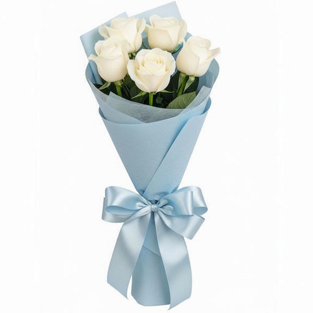 5 Белых роз Проуд в Ростове Букет 5 Белых роз Проуд в Ростове