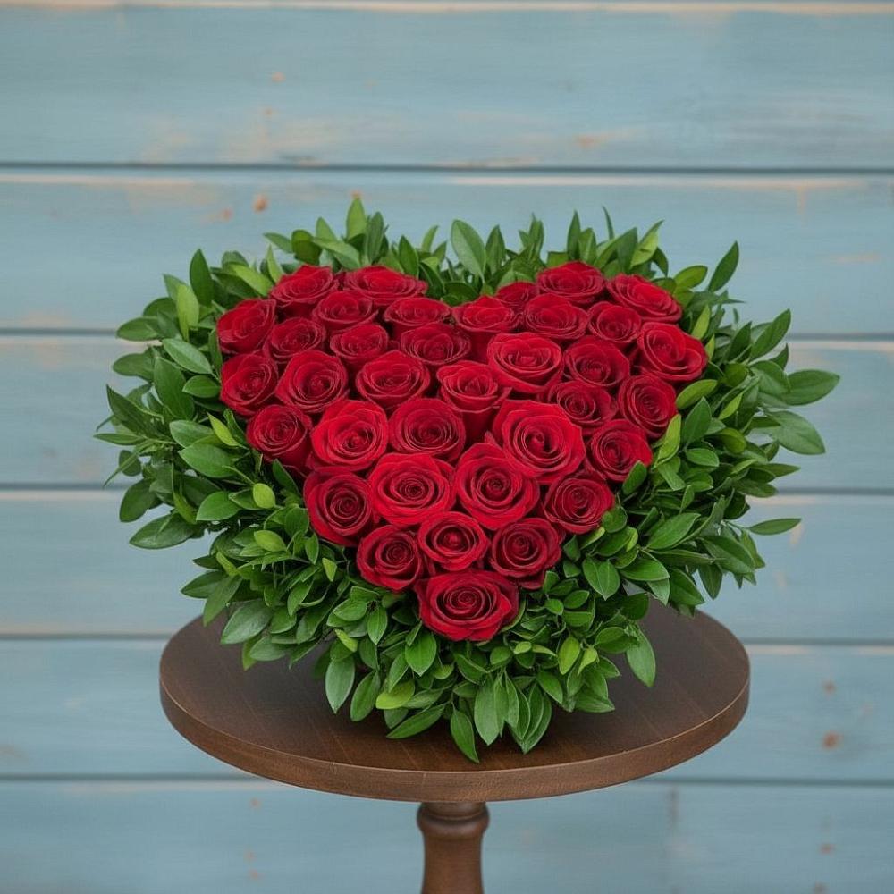 Композиция Сердце в любви в Ростове Цветочная композиция из Розы в виде сердца в Ростове