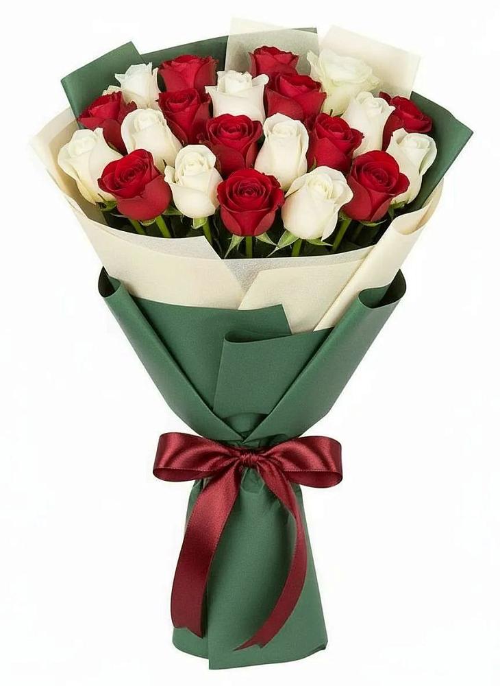 Микс из красных и белых роз в Ростове Букет Микс из красных и белых роз в Ростове