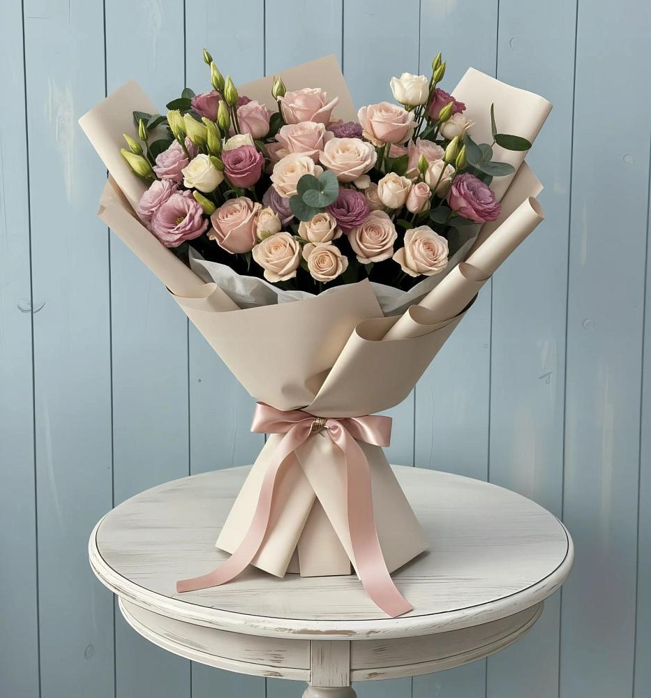 Букет цветов из: Розы и Лизиантусы в Ростове