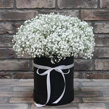 Композиция коробка гипсофил в Ростове Цветочная композиция из Гипсофила в шляпной коробке в Ростове